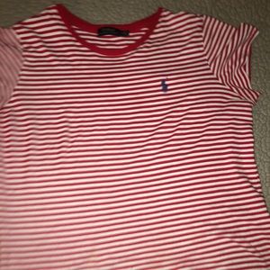 SOLD red && white polo top